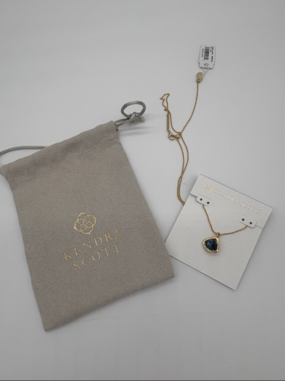 NWT Kendra Scott Gold Kendall pendant Necklace in bronze veined lapis turquoise